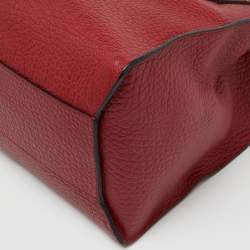 Pre Owned Burberry Red Grain Leather Woodbury Tote