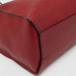 Pre Owned Burberry Red Grain Leather Woodbury Tote