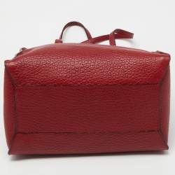 Pre Owned Burberry Red Grain Leather Woodbury Tote