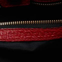 Pre Owned Burberry Red Grain Leather Woodbury Tote