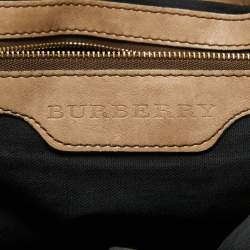 Pre Owned Burberry Beige House Check Canvas and Leather Brecon Tote