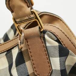 Pre Owned Burberry Beige House Check Canvas and Leather Brecon Tote
