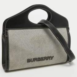 مملوكة مسبقًا Burberry Black/Grey Canvas and Leather Pocket Portable Crossbody Bag