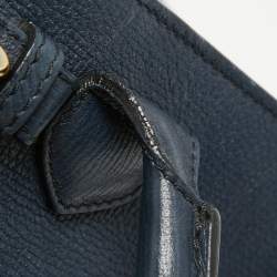 Pre Owned Burberry Navy Blue/Beige House Check Canvas and Leather Mini Banner Tote