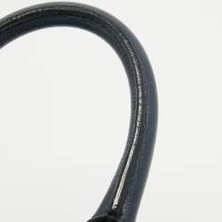 Pre Owned Burberry Navy Blue/Beige House Check Canvas and Leather Mini Banner Tote