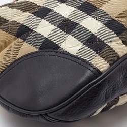 Pre Owned Burberry Beige/Black Quilted House Check Canvas and Leather Brooke Hobo