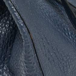 مملوكة مسبقًا Burberry Navy Blue Embossed Leather Canterbury Tote