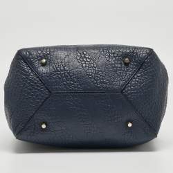 مملوكة مسبقًا Burberry Navy Blue Embossed Leather Canterbury Tote