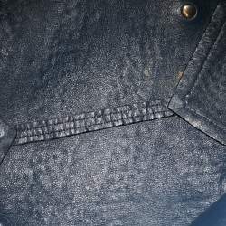 مملوكة مسبقًا Burberry Navy Blue Embossed Leather Canterbury Tote