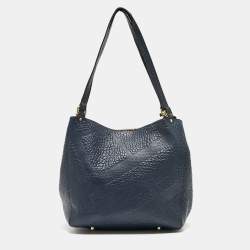 مملوكة مسبقًا Burberry Navy Blue Embossed Leather Canterbury Tote