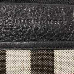 Pre Owned Burberry Beige/Black Exploded Check Canvas and Leather Zip Pouch