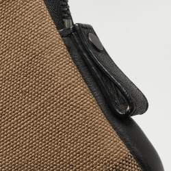 Pre Owned Burberry Beige/Black Exploded Check Canvas and Leather Zip Pouch