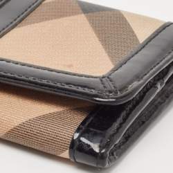 Burberry Black Novacheck Canvas and Patent Leather Penrose Continental Wallet 