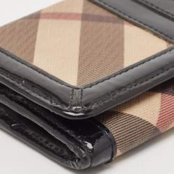 Burberry Black Novacheck Canvas and Patent Leather Penrose Continental Wallet 