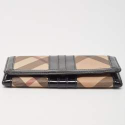 Burberry Black Novacheck Canvas and Patent Leather Penrose Continental Wallet 