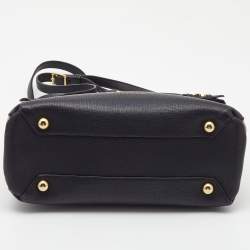 Burberry Black/Beige Leather and House Check Fabric Small Banner Tote