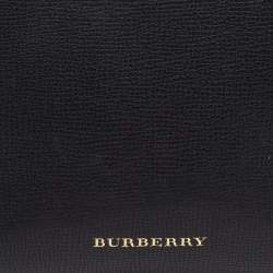 Burberry Black/Beige Leather and House Check Fabric Small Banner Tote