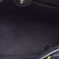 Burberry Black/Beige Leather and House Check Fabric Small Banner Tote