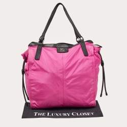 Burberry Magenta Nylon and Leather Buckleigh Tote