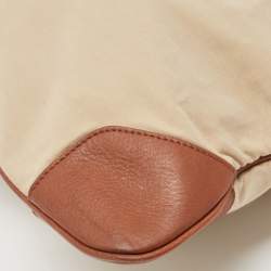 Pre Owned حقيبة يد بربري ستويل رول أب جلد وكانفاس بنية/ حمراء