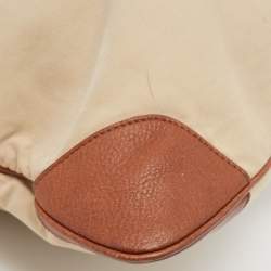 Pre Owned حقيبة يد بربري ستويل رول أب جلد وكانفاس بنية/ حمراء