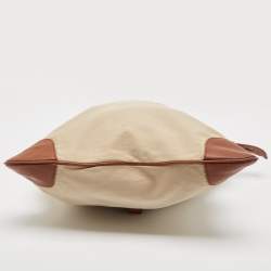 Pre Owned حقيبة يد بربري ستويل رول أب جلد وكانفاس بنية/ حمراء