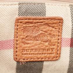 Pre Owned حقيبة يد بربري ستويل رول أب جلد وكانفاس بنية/ حمراء