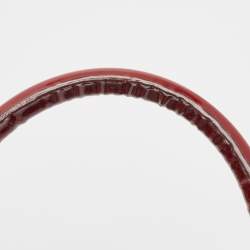 Pre Owned Burberry Burgundy/Beige Nova Check Coated Canvas and Patent Leather Buckle Satchel