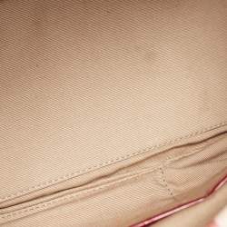 Pre Owned Burberry Burgundy/Beige Nova Check Coated Canvas and Patent Leather Buckle Satchel