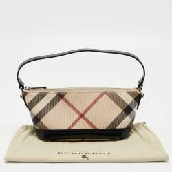 Burberry Black/Beige Nova Check Coated Canvas and Patent Leather Newbury Pochette Bag