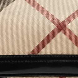 Burberry Black/Beige Nova Check Coated Canvas and Patent Leather Newbury Pochette Bag
