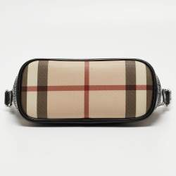 Burberry Black/Beige Nova Check Coated Canvas and Patent Leather Newbury Pochette Bag