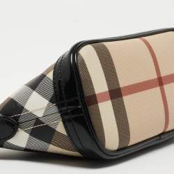 Burberry Black/Beige Nova Check Coated Canvas and Patent Leather Newbury Pochette Bag