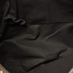 Pre Owned Burberry Dark Brown/Beige House Check PVC and Leather Studded Hartley Hobo