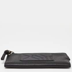 Pre Owned Burberry Black Leather Zip Bifold Wallet