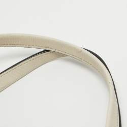 Pre Owned Burberry Off White Leather and House Check Canvas Maidstone Tote