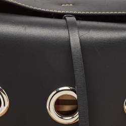 Pre Owned Burberry Black Leather Grommet Bucket Bag