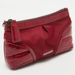 Burberry Burgundy Patent Leather and Nylon Westchester Clutch