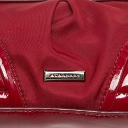 Burberry Burgundy Patent Leather and Nylon Westchester Clutch