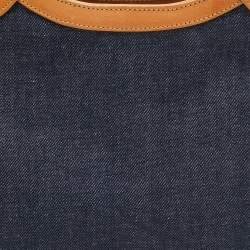 Pre Owned Burberry Blue/Tan Denim and Leather Satchel