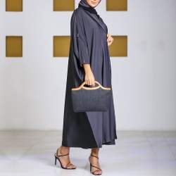 Pre Owned Burberry Blue/Tan Denim and Leather Satchel