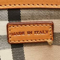 Pre Owned Burberry Blue/Tan Denim and Leather Satchel