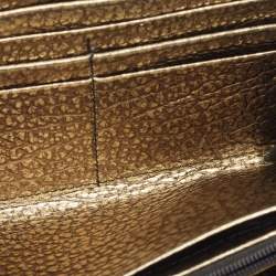 Burberry Gold/Black Textured Leather Zip Around Continental Wallet