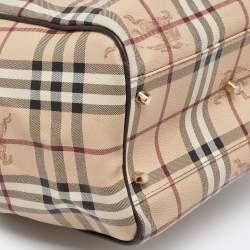 Pre Owned Burberry Beige/Brown Haymarket Check Coated Canvas and Leather Small Canterbury Tote