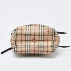 Pre Owned Burberry Beige/Brown Haymarket Check Coated Canvas and Leather Small Canterbury Tote