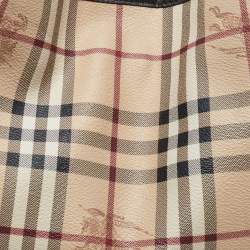 Pre Owned Burberry Beige/Brown Haymarket Check Coated Canvas and Leather Small Canterbury Tote