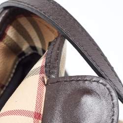 Pre Owned Burberry Beige/Brown Haymarket Check Coated Canvas and Leather Small Canterbury Tote