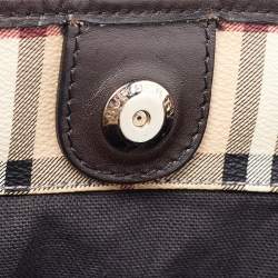 Pre Owned Burberry Beige/Brown Haymarket Check Coated Canvas and Leather Small Canterbury Tote