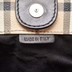 Pre Owned Burberry Beige/Brown Haymarket Check Coated Canvas and Leather Small Canterbury Tote