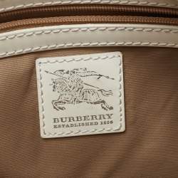 Pre Owned Burberry Beige/Off White Nova Check PVC and Patent Leather Hobo